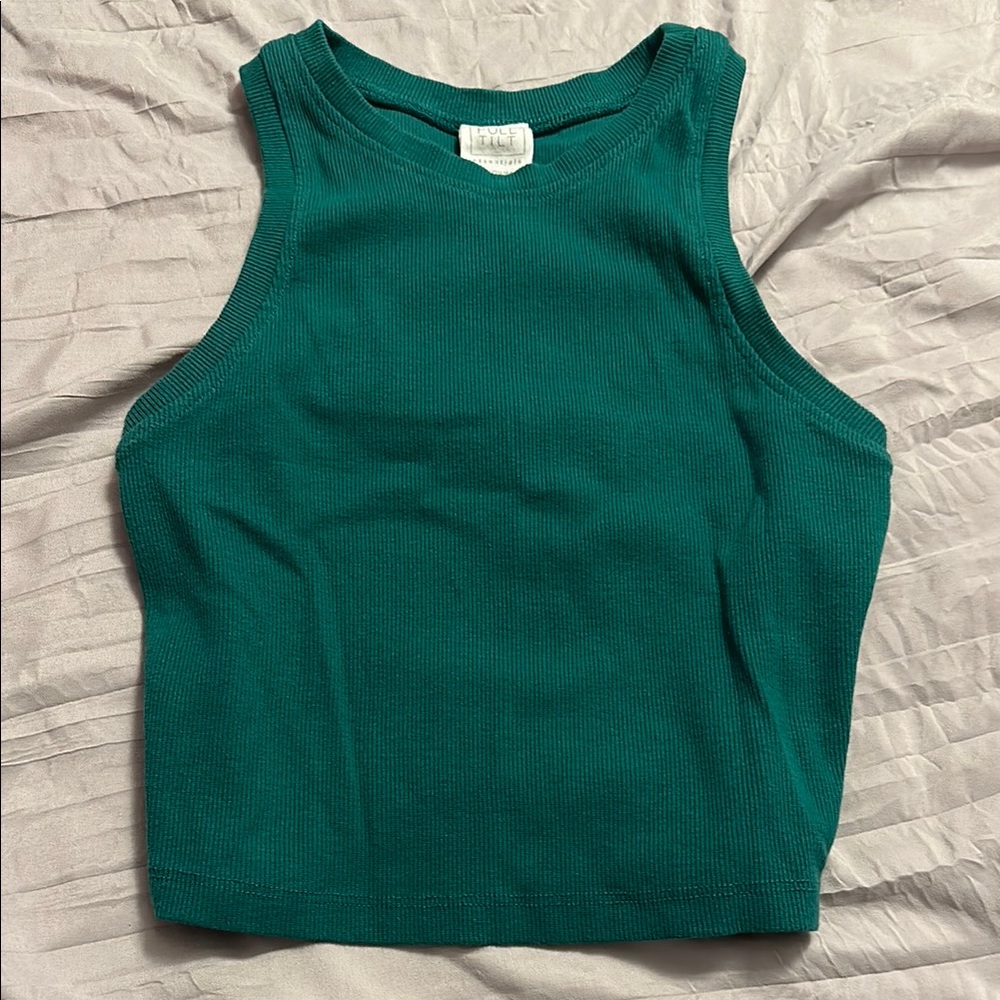 Women's dark Green high neck tank top